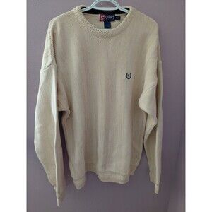 VTG Chaps Ralph Lauren Sweater Hand Framed Cotton Knit Herringbone Sz XL